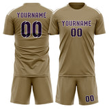 Custom Light Khaki Purple Soccer Jersey