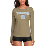 Custom Light Khaki Light Blue Women's Long-Sleeve Shirt
