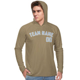 Custom Light Khaki Light Blue UV-Hoodie