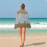 Custom Light Khaki Light Blue Beach Towel