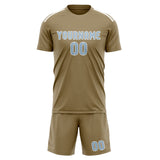 Custom Light Khaki Light Blue Soccer Jersey