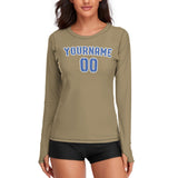 Custom Light Khaki Sky Blue Women's Long-Sleeve Shirt
