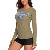 Custom Light Khaki Sky Blue Women's Long-Sleeve Shirt