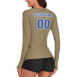 Custom Light Khaki Sky Blue Women's Long-Sleeve Shirt