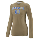 Custom Light Khaki Sky Blue Women's Long-Sleeve Shirt