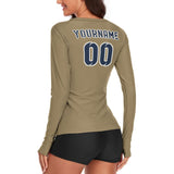 Custom Light Khaki Blue Women's Long-Sleeve Shirt