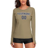 Custom Light Khaki Navy Women's Long-Sleeve Shirt