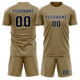 Custom Light Khaki Navy Soccer Jersey