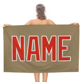 Custom Light Khaki Orange Red Beach Towel