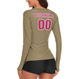 Custom Light Khaki Pink Women's Long-Sleeve Shirt