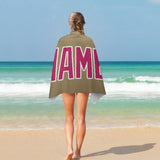 Custom Light Khaki Pink Beach Towel