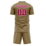 Custom Light Khaki Pink Soccer Jersey