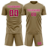 Custom Light Khaki Pink Soccer Jersey