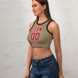 Custom Light Khaki Red Sleeveless Tank Top