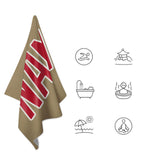 Custom Light Khaki Red Beach Towel