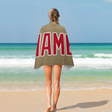 Custom Light Khaki Red Beach Towel