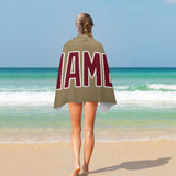Custom Light Khaki Crimson Red Beach Towel
