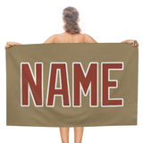 Custom Light Khaki Coral Red Beach Towel