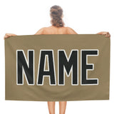 Custom Light Khaki Black Beach Towel