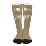 Custom Light Khaki White Knee-High Sock