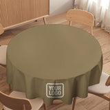 Custom Light Khaki White Round Table Cloth