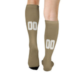 Custom Light Khaki White Knee-High Sock