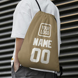 Custom Light Khaki White Drawstring Bag