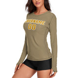 Custom Light Khaki Yellow Women's Long-Sleeve Shirt