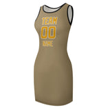 Custom Light Khaki Yellow Sleeveless Vest Dress