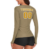 Custom Light Khaki Yellow Women's Long-Sleeve Shirt