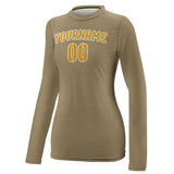 Custom Light Khaki Yellow Women's Long-Sleeve Shirt
