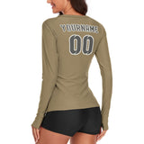 Custom Light Khaki Dark Grey Women's Long-Sleeve Shirt