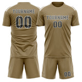 Custom Light Khaki Dark Grey Soccer Jersey
