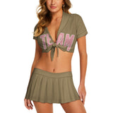 Custom Light Khaki Light Pink Cheerleading Uniform Set