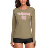 Custom Light Khaki Light Pink Women's Long-Sleeve Shirt