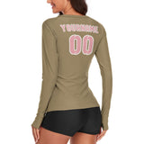 Custom Light Khaki Light Pink Women's Long-Sleeve Shirt