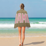 Custom Light Khaki Light Pink Beach Towel