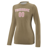 Custom Light Khaki Light Pink Women's Long-Sleeve Shirt