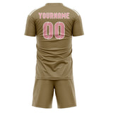 Custom Light Khaki Light Pink Soccer Jersey