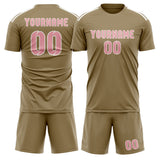 Custom Light Khaki Light Pink Soccer Jersey