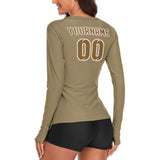 Custom Light Khaki Khaki Women's Long-Sleeve Shirt
