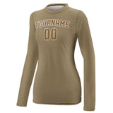 Custom Light Khaki Khaki Women's Long-Sleeve Shirt