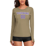 Custom Light Khaki Light Purple Women's Long-Sleeve Shirt