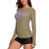 Custom Light Khaki Light Purple Women's Long-Sleeve Shirt
