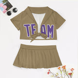 Custom Light Khaki Light Purple Cheerleading Uniform Set