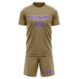 Custom Light Khaki Light Purple Soccer Jersey