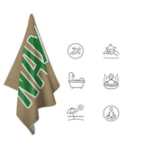 Custom Light Khaki Emerald Green Beach Towel