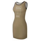 Custom Light Khaki Light Khaki Sleeveless Vest Dress