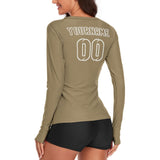 Custom Light Khaki Light Khaki Women's Long-Sleeve Shirt