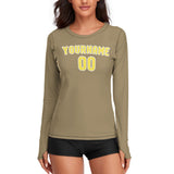 Custom Light Khaki Light Yellow Women's Long-Sleeve Shirt